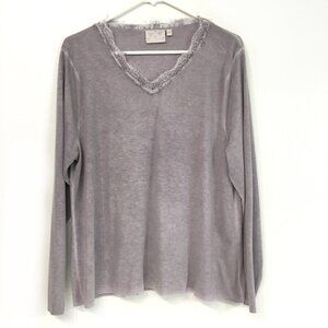 Dantelle Women's Gray Long Sleeve Shirt Size Large
